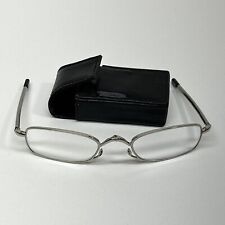 Vintage Microvision Folding Reading Glasses With Case, Silver Tone Frame picture
