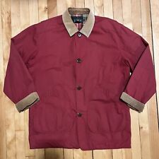 Rare J CREW Barn Jacket Chore Coat 90s Vintage RED Plaid Flannel Lined Men's Med picture