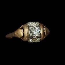 Stunning Antique Edwardian/Deco 14K Yellow Gold & Old Mine Cut Diamond Ring  picture