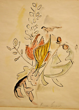 vintage abstract flowers watercolor signed framed Eleanor Edwards picture