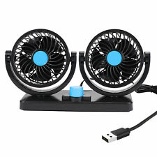 Dual Head Car Fan w/ USB Plug Adjustable Speed Auto Cooling Fan 360° Rotatable picture