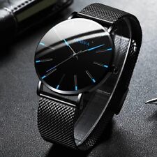 2023 Geneva Minimalist Watch Men Ultra Thin Blue Stainless Steel Mesh Belt Watch picture