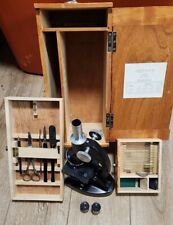 Vtg Research Mark XIX Microscope  With Lenses,Slides & Original Box picture