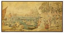 Tapestry, Framed Italian Venice Canal Scene, Woven, Fantastic Vintage / Antique picture