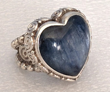 SAJEN Kyanite Heart Ring in Ornate Scroll Setting 925 Sterling Silver Size 5.5 picture