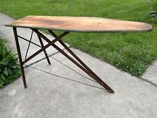 Vintage Antique Wooden Ironing Board Primitive Patina Decor Full Size Wood Top picture