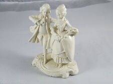 VINTAGE MADE IN THURINGIA WHITE PORCELAIN COLONIAL LADY WALKING WITH LUTE PLAYER picture