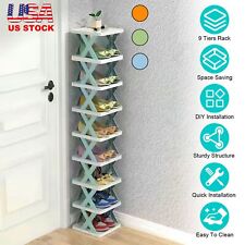 9 Pairs Shoe Cubby Covered Shoe Rack Shelf Storage Organizer Tall Space Saving picture