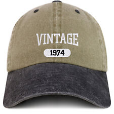Vintage 1974 Embroidered 50th Birthday Soft Crown Washed Cotton Cap  -  picture