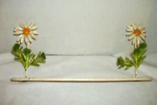 ITALIAN TOLE DAISIES FLOWER TOWEL BAR RACK HP VINTAGE RARE EARLY MID CENTURY picture