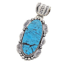 HSN Chaco Canyon Kingman Sterling Silver Turquoise Elongated Pendant picture