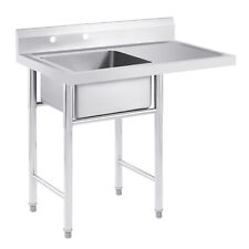 Commercial Kitchen Sink Utility Prep Stainless Steel 1 Compartment w Drainboard picture