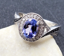 QVC Affinity Gems Tanzanite Diamond 925 Sterling Silver Halo Ring Size 9 VIDEO picture