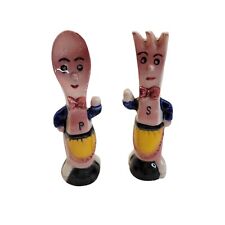 Vintage Pair of Anthropomorphic Spoon & Fork Mr and Mrs Salt & Pepper Shakers picture