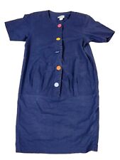 Vintage Newport Women's Dress Blue Big Buttons Short Sleeve Size 12  picture