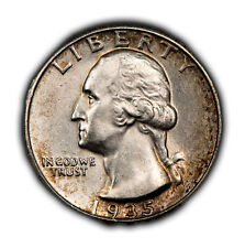 1935-S 25c Silver Washington Quarter - Luster - Colorful Toning - SKU-Z4470 picture
