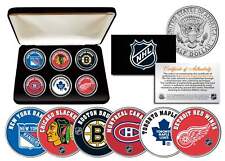 NHL ORIGINAL SIX TEAMS Colorized JFK Half Dollars U.S. 6-Coin Set w/Display Box picture