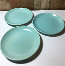 Vintage La Solana Stoneware Set of 3 Dessert Plates Turquoise Blue  7