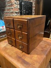 Vintage Shaw Walker 6 Drawer Oak Wood Library Card File Cabinet - very nice picture