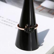 Rose Gold Titanium Swan Pave Black Cubic Zirconia Engagement Wedding Ring picture