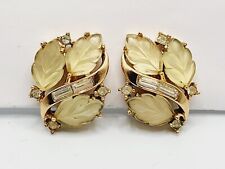 RAREST Vintage TRIFARI Faux Carved RHINESTONE Gold Tone EARRINGS Alfred Philippe picture
