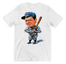 BABE RUTH CARICATURE CARTOON RETRO BASEBALL T SHIRT ADULT NEW VINTAGE SPORTS picture