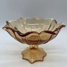 VTG Westmoreland Amber Pedestal Compote Dish with STICKER-Handblown Glass UNUSED picture