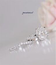 Solid 14K White Gold Moissanite Bridal Set Engagement Ring 3 Carat Oval Cut VVS1 picture