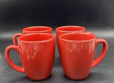 Set Of 4 Corelle Coordinates Corning Stoneware Coffee/Tea Mugs Cups~12 oz Red picture