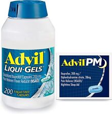 Advil Liqui-Gels Ibuprofen 200mg 200 Capsules + Advil PM Ibuprofen 2 Ct EXP 2/25 picture