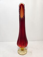 Vintage LE Smith Amberina no. 4703 Flame Swung Glass Vase 14