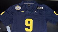 Playoff JJ McCarthy Diamond Michigan Wolverines Jersey Blue Rose Bowl Patch 9 picture