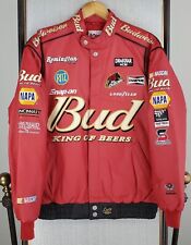 VTG CHASE x DALE JR Size Medium Leather Red Nascar Bomber Jacket Insulated Race picture