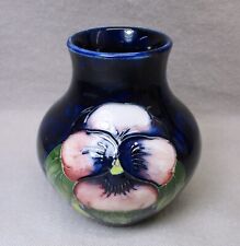 Small Moorcroft Pottery Urn Shape Vase Pansy on Blue Design Made in England picture