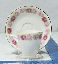 Vintage Porsgrund cup and saucer from Norway '62 '63 gold trim Pink Roses picture