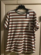 Mens X-Small XS Striped Short Sleeve T-Shirt Green Orange Gray Black Tee picture