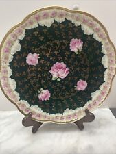 Antique Victorian Gold  Color & Green Plate 9” Pink Floral Austrian Imperial picture