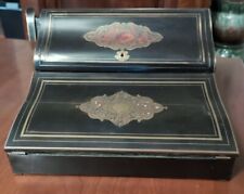 Antique Writing Travel Desk Boulle Brass & Wood 19th Century as is picture