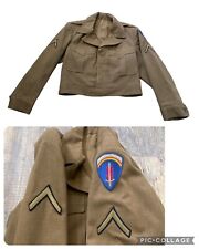 Vintage WW2 Style US Army Wool Cropped  IKE Jacket Coat 50s W/Patches 42S MCM picture