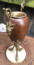 Antique Victorian FRENCH EMPIRE INCENSE BURNER tripod rams head hoof onyx gilt picture