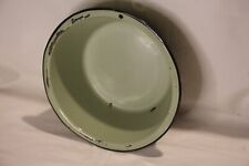 Antique Enamelware Bowl sea Green with black Trim Mixing Wash Bowl Decor picture