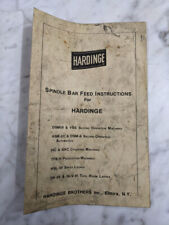 HARDINGE OPERATOR INSTRUCTION INSTALLATION MANUAL SPINDLE BAR FEED  M-17A picture