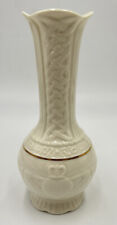 Belleek Claddagh Irish bud vase w/gold trim 6.5” tall cream picture