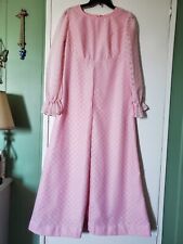 Vintage Handmade Pink Long Sleeve Lace Maxi Dress (Lg) picture