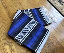 Mexican Falsa Blanket Wholesale. Blue Handwoven X-Large Yoga Mat Throw. picture