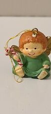 Vintage Angel with Candy Cane Christmas Ornament Made in China Hard Plastic picture