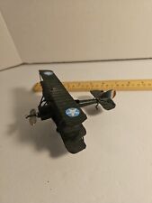Vtg. Green Sopwith Tri-plane Metal Airplane Toy, Model WWI W Stars.  picture
