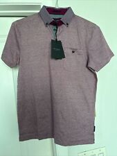 NWT Ted Baker London SS Woven Collar Short Sleeve Polo Pink Men’s Shirt Sz. 2 S picture