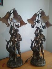 Vintage Spelter Bronze Figural Table Lamps 32