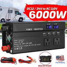 6000W LCD Car Power Inverter DC 12V To AC 110V Pure Sine Wave Solar Converter picture